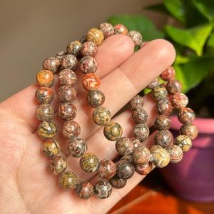 Leopard skin jasper 8mm beaded bracelet